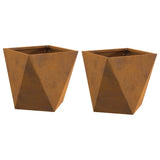 Planter 2 pcs Rusty 30 x 30 x 30 cm Weathering Steel - Front View