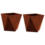 Planter 2 pcs Rusty 30 x 30 x 30 cm Weathering Steel - Front View