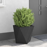 Planter Black 50 x 50 x 50 cm Steel - Top-Down View