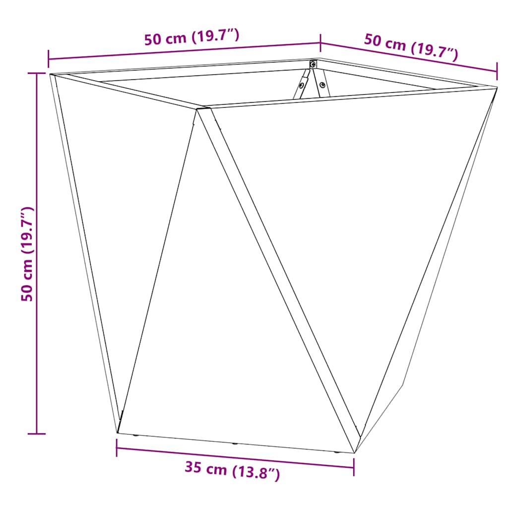 Planter Black 50 x 50 x 50 cm Steel