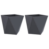 Planter 2 pcs Anthracite 50 x 50 x 50 cm Steel - Front View