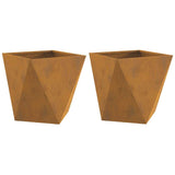Planter 2 pcs Rusty 50 x 50 x 50 cm Weathering Steel - Front View