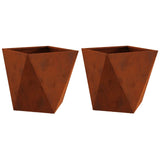 Planter 2 pcs Rusty 50 x 50 x 50 cm Weathering Steel - Front View