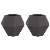 Planter 2 pcs Black 100 x 100 x 80 cm Steel - Front View