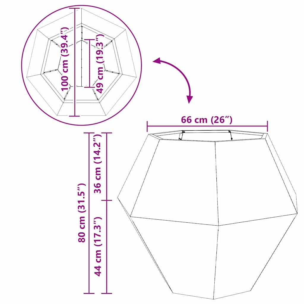 Planter Anthracite 100 x 100 x 80 cm Steel