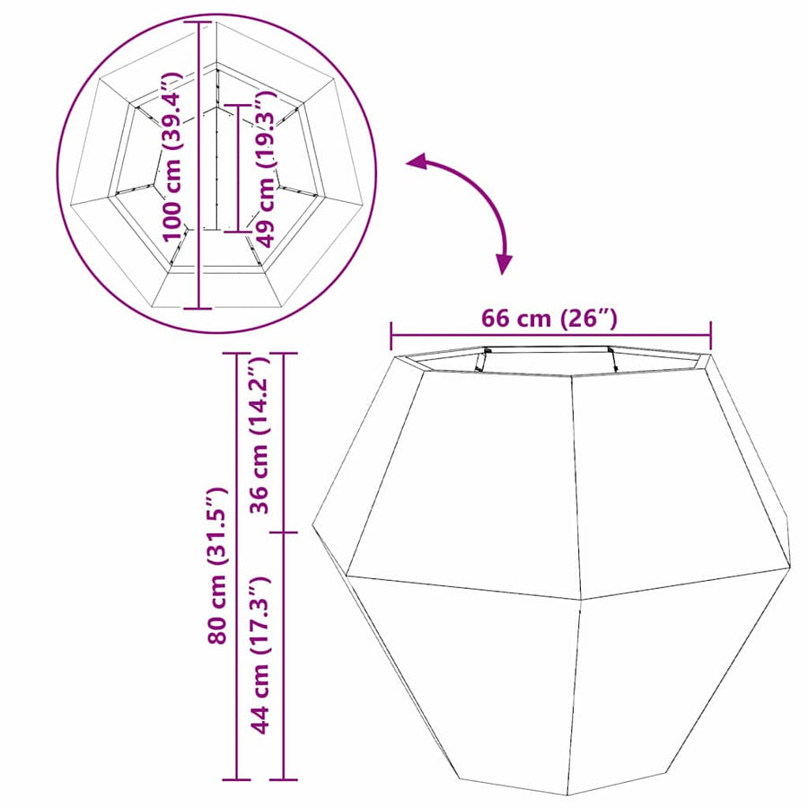 Planter Anthracite 100 x 100 x 80 cm Steel