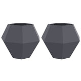 Planter 2 pcs Anthracite 100 x 100 x 80 cm Steel - Front View