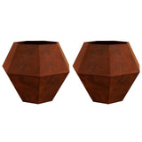 Planter 2 pcs Rusty 100 x 100 x 80 cm Weathering Steel - Front View