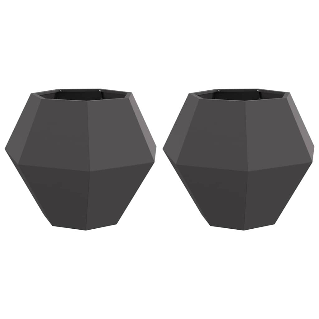 Planter 2 pcs Black 75 x 75 x 60 cm Steel