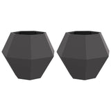 Planter 2 pcs Black 75 x 75 x 60 cm Steel - Front View