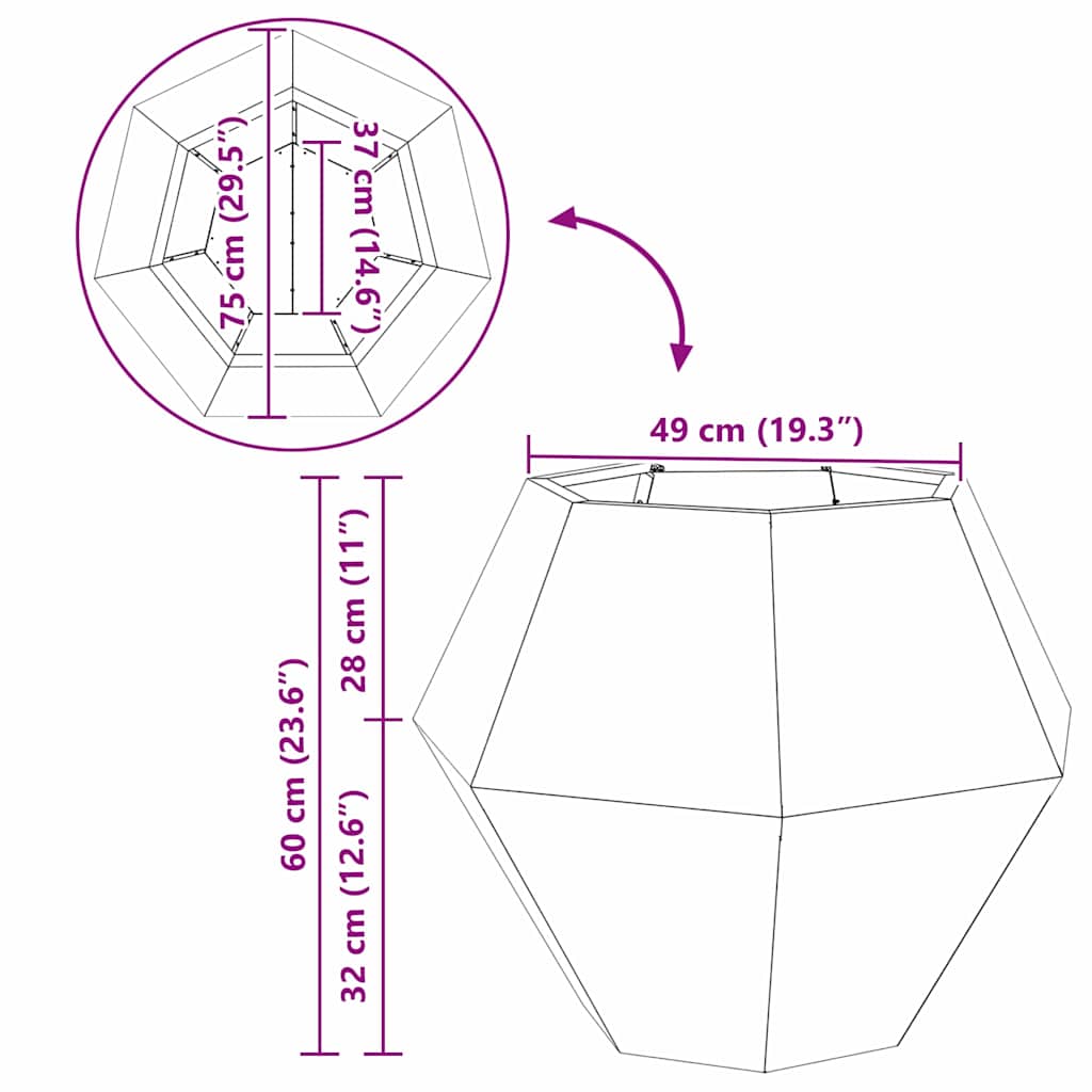 Planter Anthracite 75 x 75 x 60 cm Steel