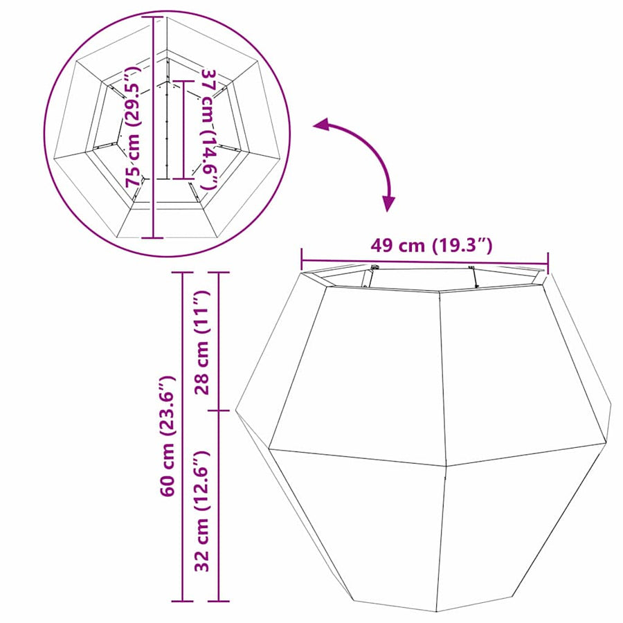 Planter Anthracite 75 x 75 x 60 cm Steel