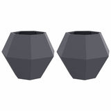 Planter 2 pcs Anthracite 75 x 75 x 60 cm Steel - Front View