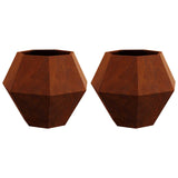Planter 2 pcs Rusty 75 x 75 x 60 cm Weathering Steel - Front View