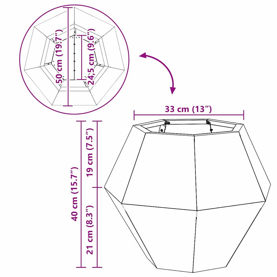 Planter Black 50 x 50 x 40 cm Steel