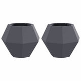 Planter 2 pcs Anthracite 50 x 50 x 40 cm Steel - Front View