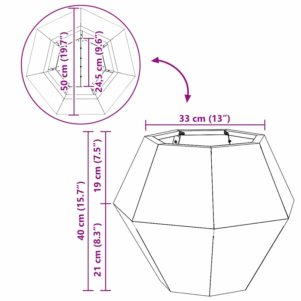 Planter 2 pcs Anthracite 50 x 50 x 40 cm Steel