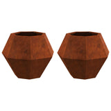 Planter 2 pcs Rusty 50 x 50 x 40 cm Weathering Steel - Front View