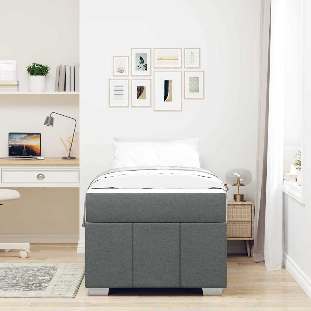 Bed Frame with Mattress Dark Grey 90 x 190 cm Fabric