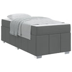 Bed Frame with Mattress Dark Grey 90 x 190 cm Fabric