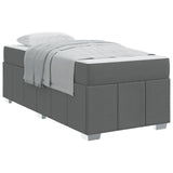 Bed Frame with Mattress Dark Grey 90 x 190 cm Fabric - Front View