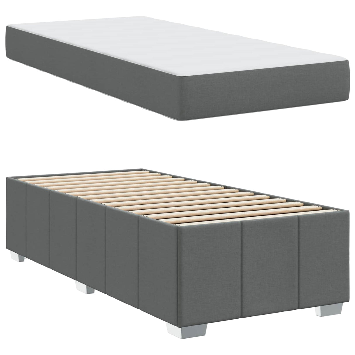 Bed Frame with Mattress Dark Grey 90 x 190 cm Fabric