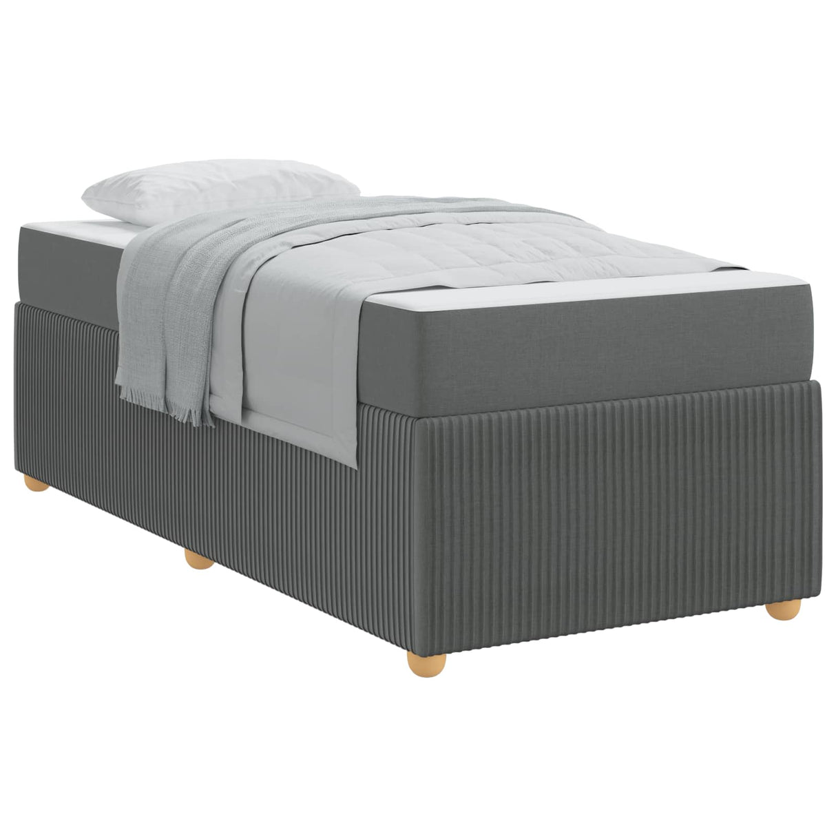 Bed Frame with Mattress Dark Grey 90 x 190 cm Fabric