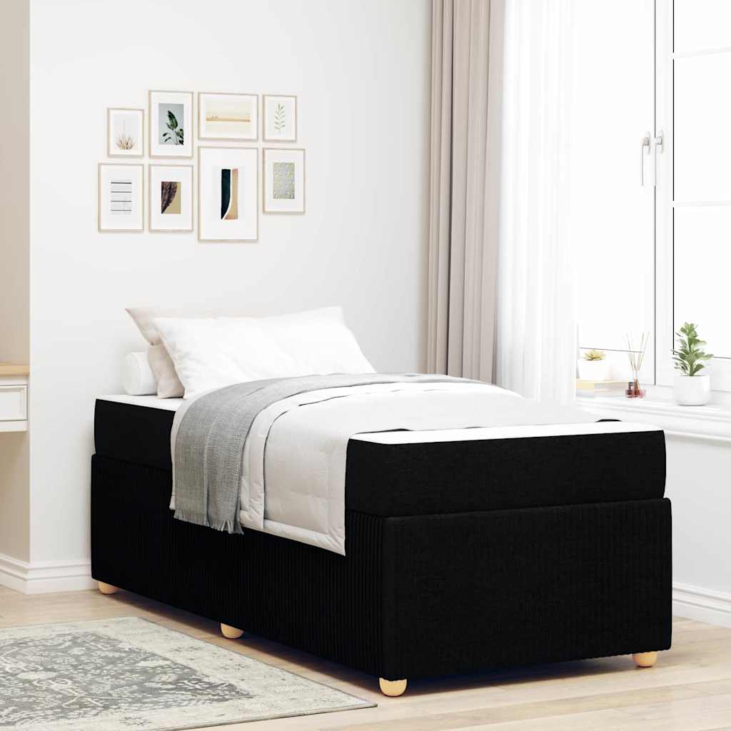 Bed Frame with Mattress Black 90 x 190 cm Fabric