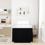Bed Frame with Mattress Black 90 x 190 cm Fabric - Side View