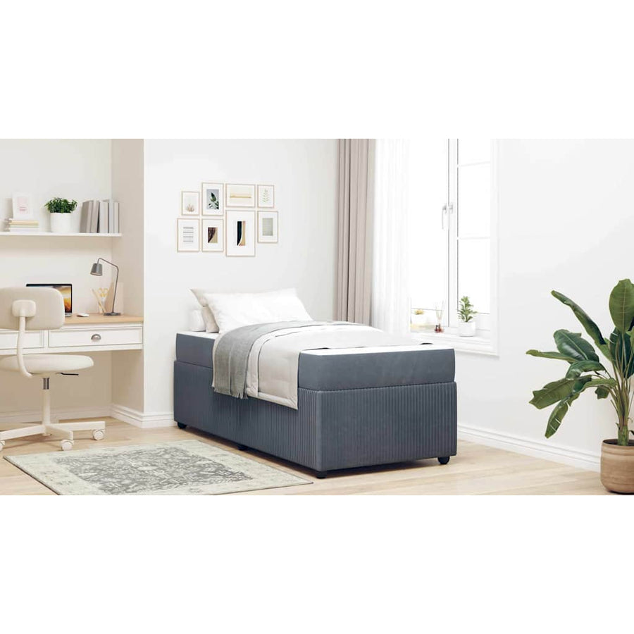 Bed Frame Dark Grey 90 x 190 cm Fabric