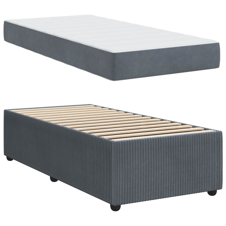 Bed Frame Dark Grey 90 x 190 cm Fabric