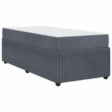 Bed Frame with Mattress Dark grey 90 x 190 cm Velvet - Low Angle