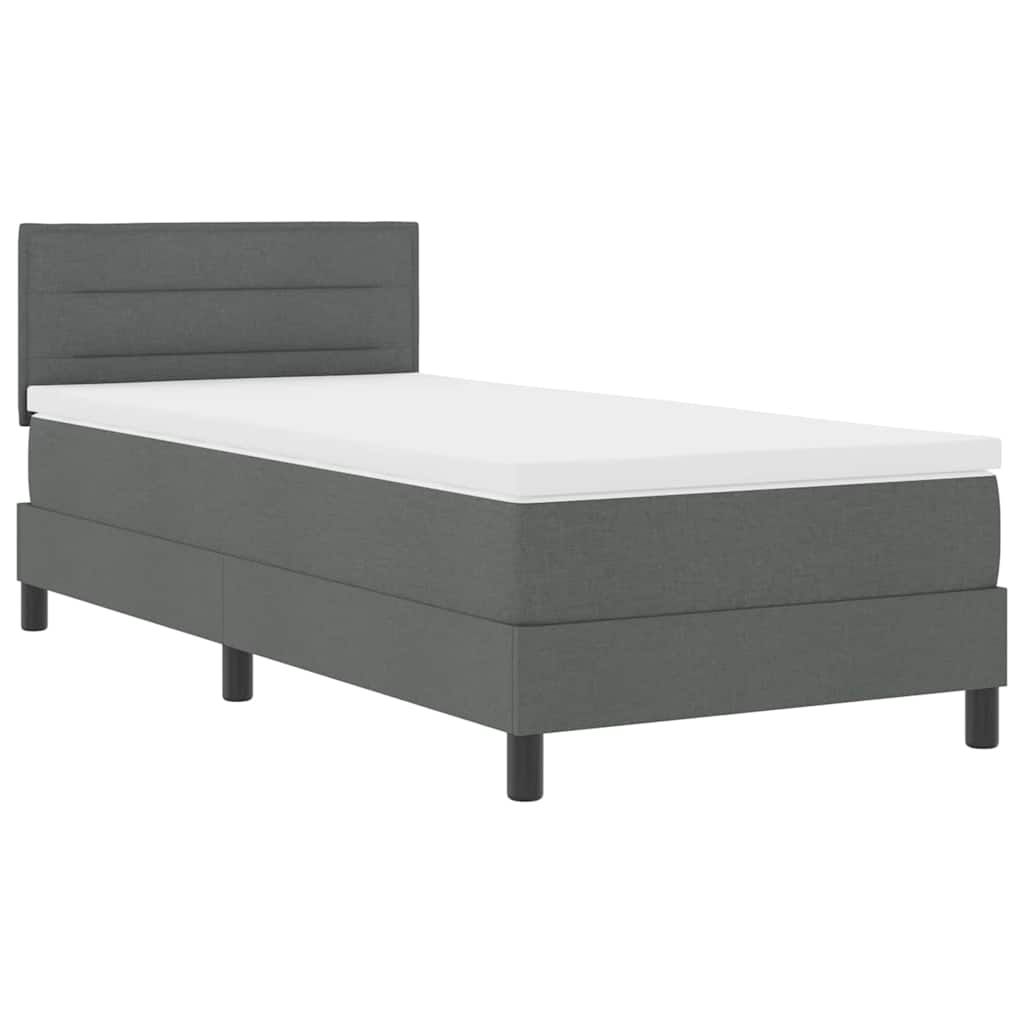 Box Spring Bed Dark Grey and White 107 x 203 cm Fabric