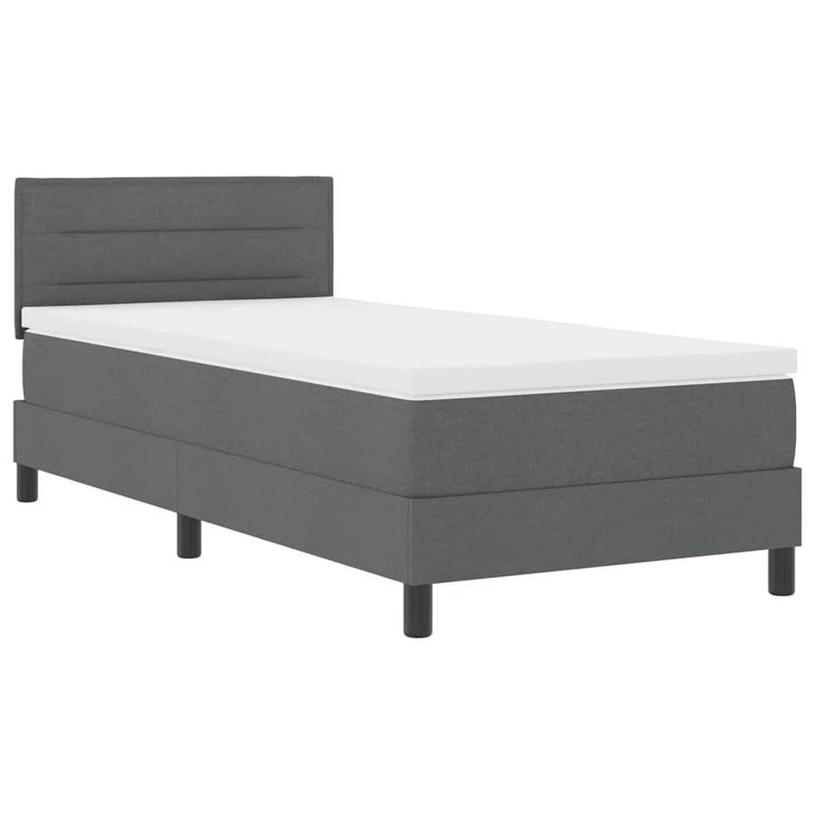Box Spring Bed Dark Grey and White 107 x 203 cm Fabric