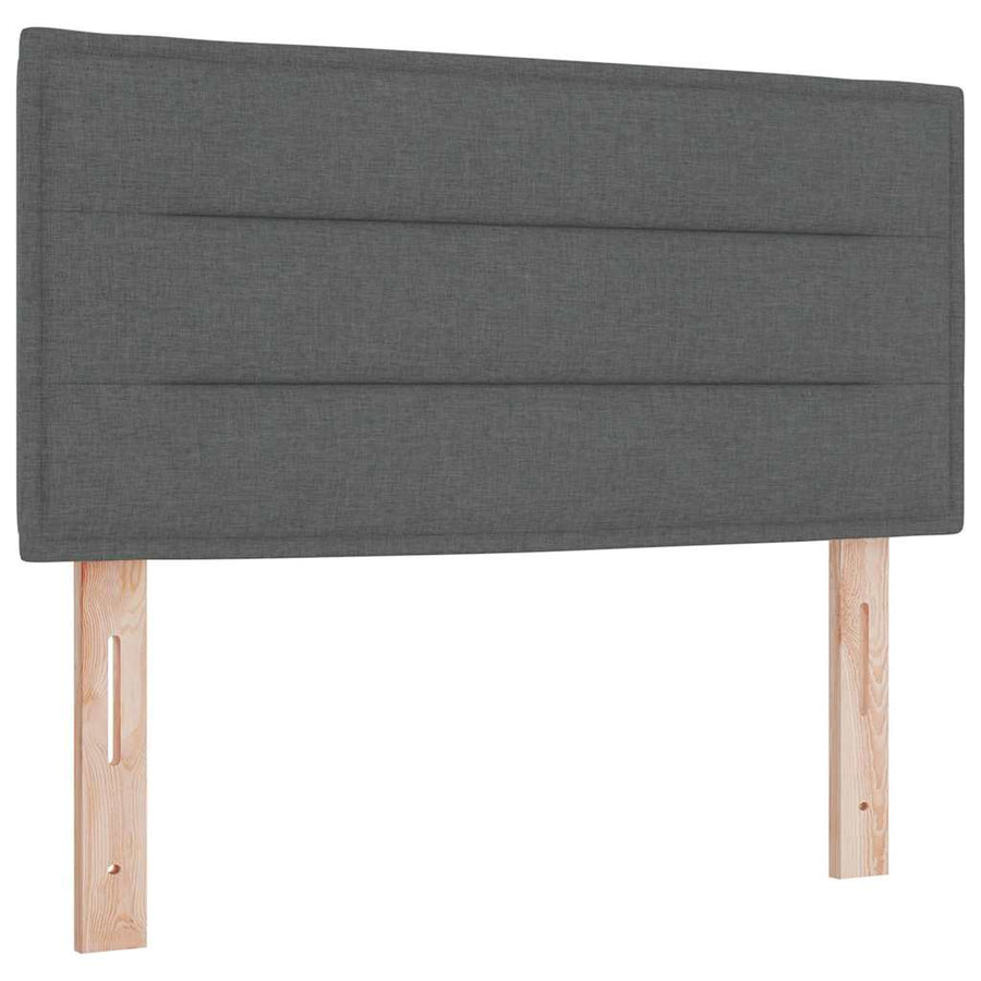 Box Spring Bed Dark Grey and White 107 x 203 cm Fabric
