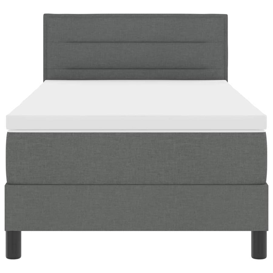 Box Spring Bed Dark Grey and White 107 x 203 cm Fabric