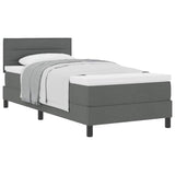 Box Spring Bed Dark Grey and White 107 x 203 cm Fabric