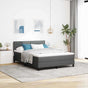 Box Spring Bed Dark Grey and White 137 x 187 cm Fabric