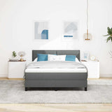 Box Spring Bed Dark Grey and White 137 x 187 cm Fabric