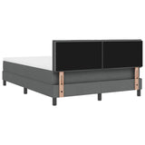 Box Spring Bed Dark Grey and White 137 x 187 cm Fabric