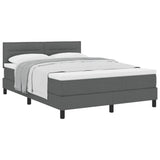Box Spring Bed Dark Grey and White 137 x 187 cm Fabric