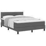 Box Spring Bed Dark Grey and White 137 x 187 cm Fabric