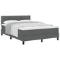 Box Spring Bed Dark Grey and White 152 x 203 cm Fabric