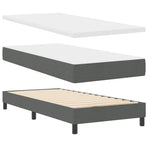 Box Spring Bed Dark Grey and White 107 x 203 cm Fabric