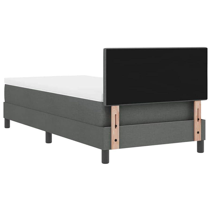 Box Spring Bed Dark Grey and White 107 x 203 cm Fabric