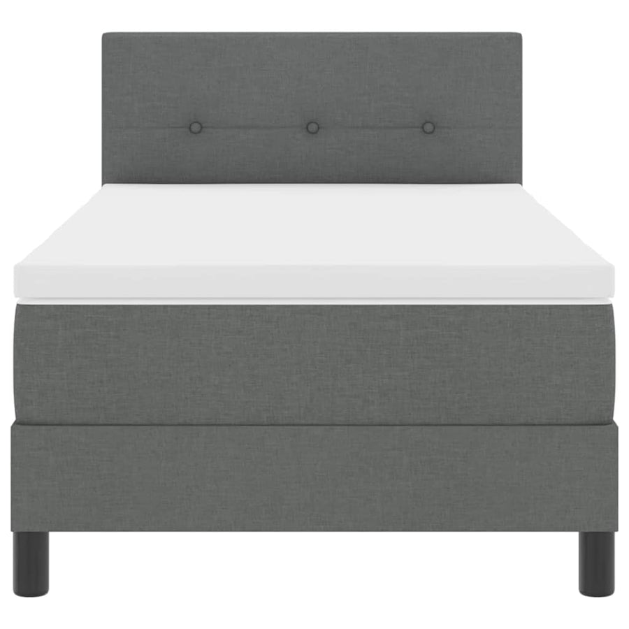 Box Spring Bed Dark Grey and White 107 x 203 cm Fabric