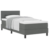 Box Spring Bed Dark Grey and White 107 x 203 cm Fabric