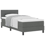 Box Spring Bed Dark Grey and White 107 x 203 cm Fabric