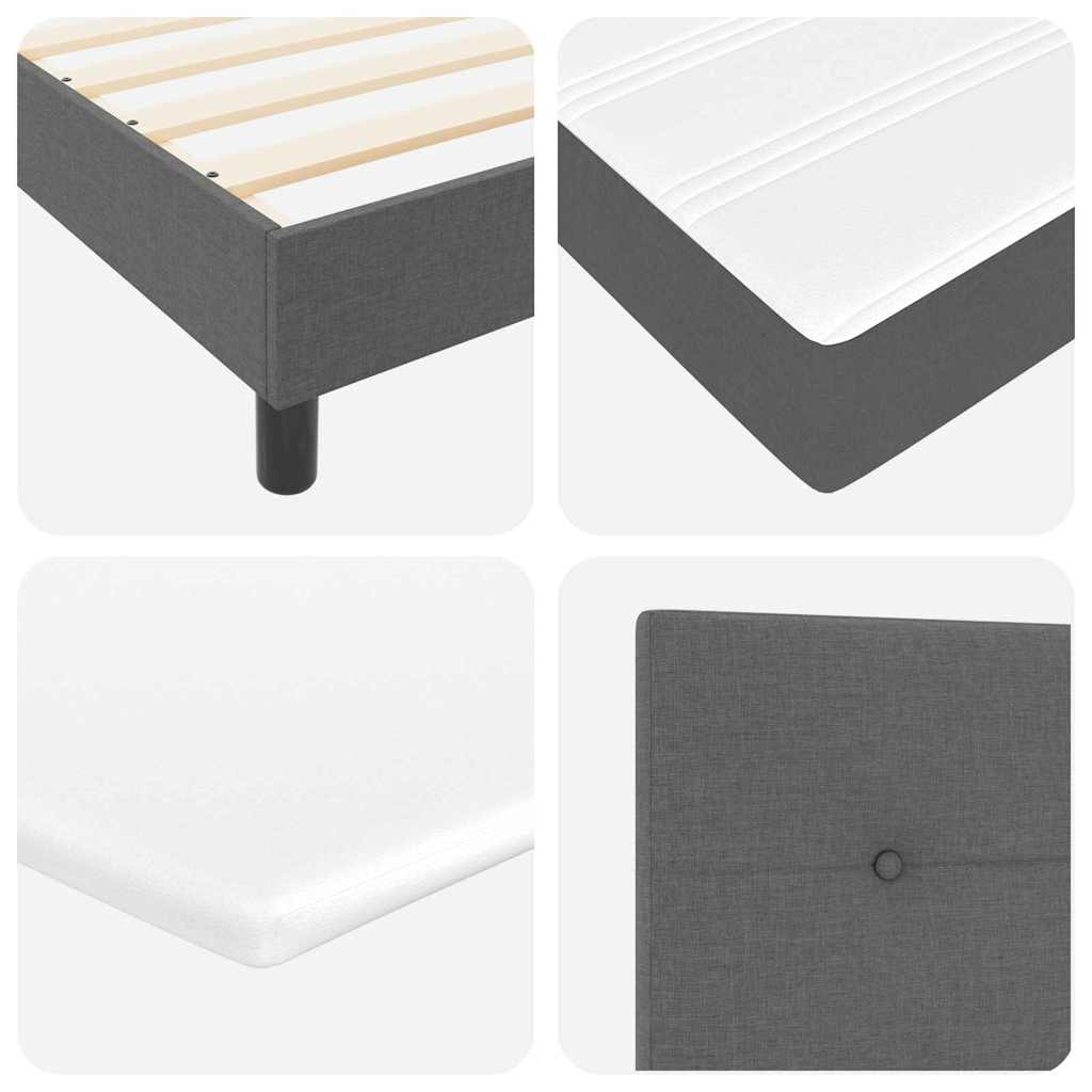 Box Spring Bed Dark Grey and White 137 x 187 cm Fabric