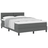 Box Spring Bed Dark Grey and White 137 x 187 cm Fabric